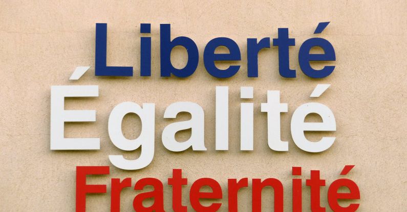 French Revolution - Liberty, Equality and Fraternity Script on a Wall